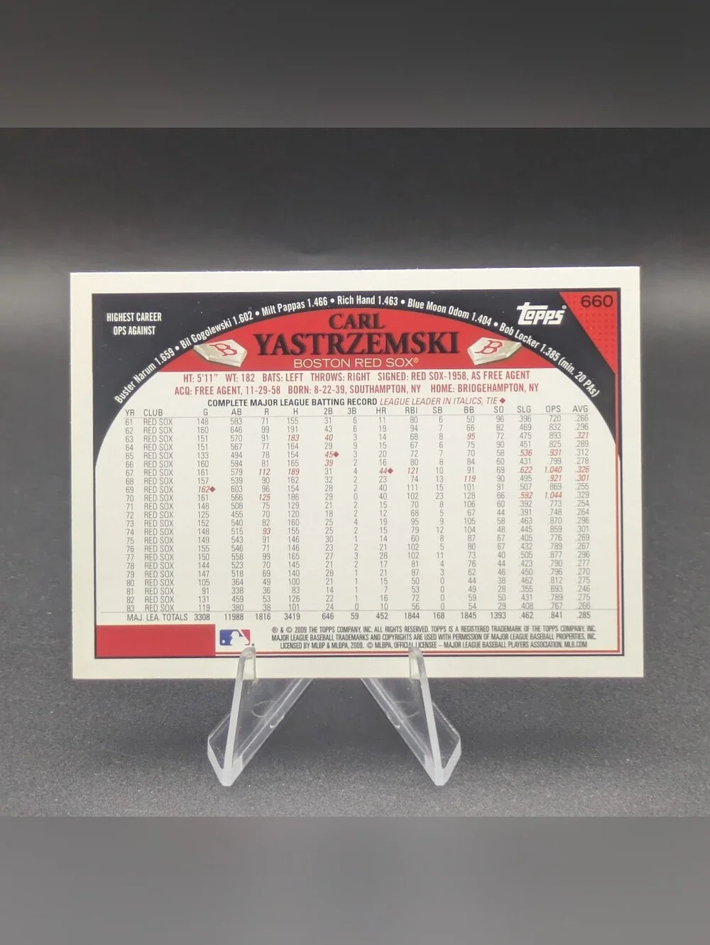2009 Topps Series 2 Short Print Legend Image Variation Carl Yastrzemski #660 SP